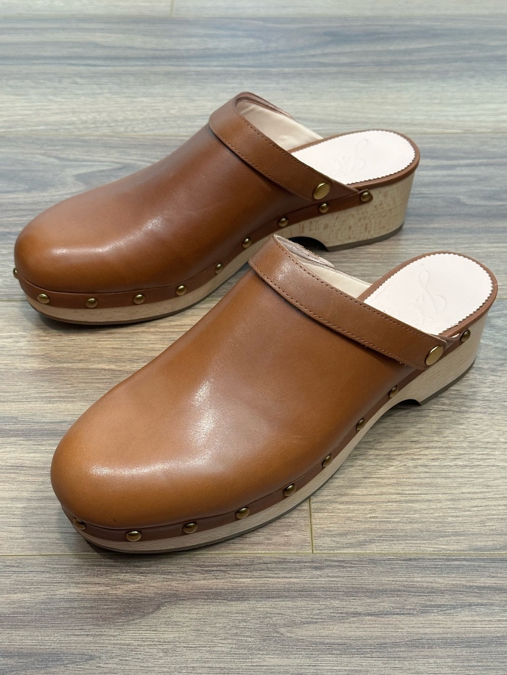 J. Crew Grace Leather Convertible Clogs in Rich Oak Size 12